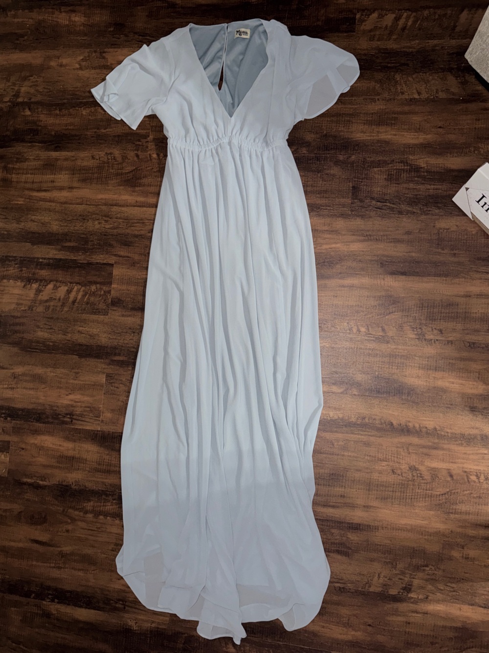 Show Me Your MuMu Pale Blue Flutter Sleeve Maxi Dress